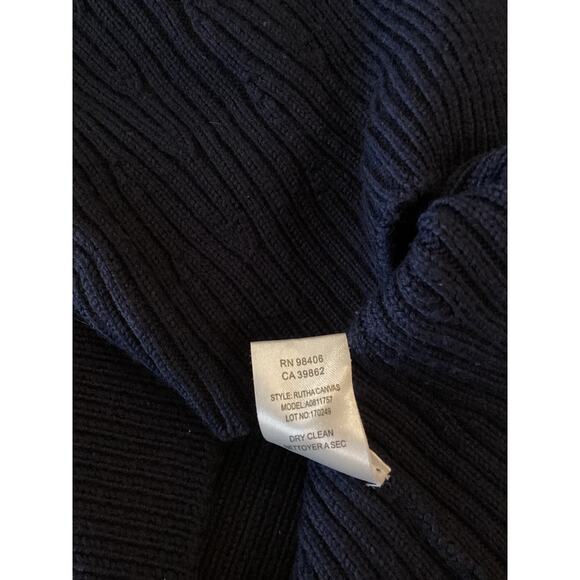 Theory Navy Knit ribbed wool short sleeve preppy minimalist mini dress S - Picture 8 of 10